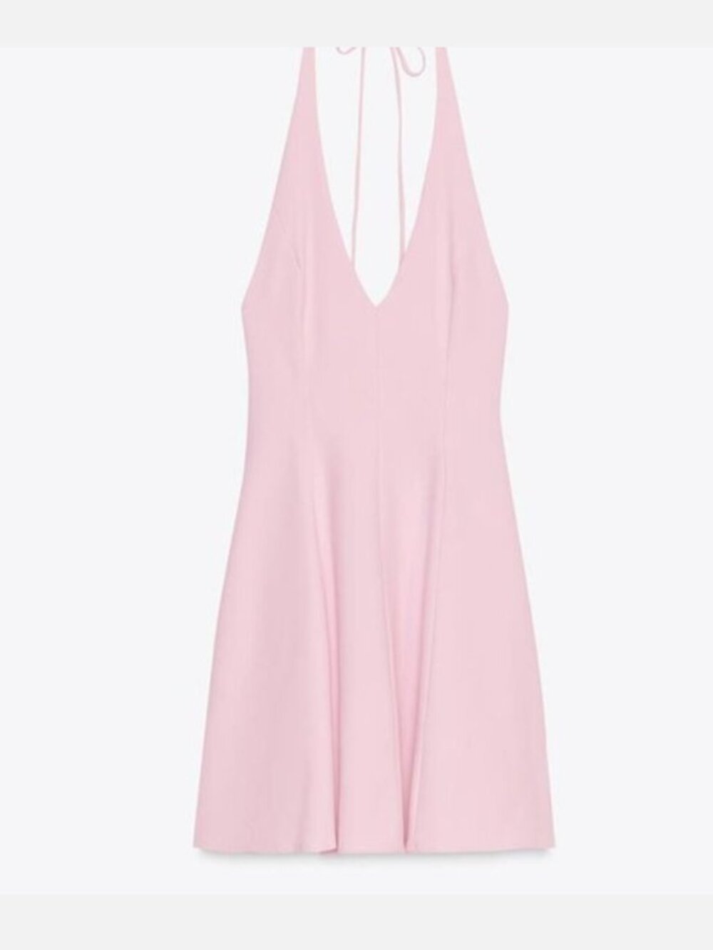 ZARA Pink Halter Mini Dress Pastel Size Large Euro Summer Coquette Indie - Picture 6 of 10